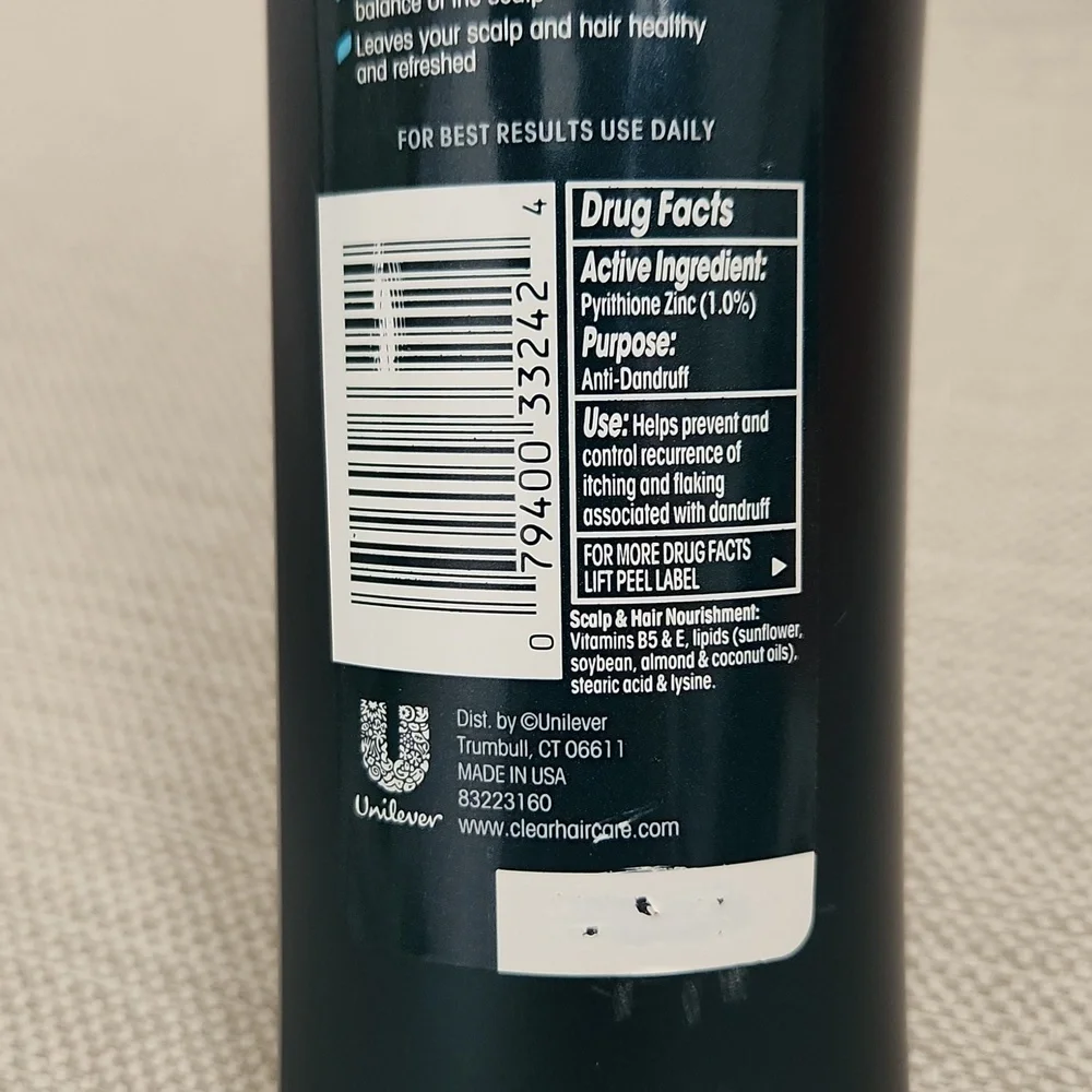 Clear Men Daily Anti-Dandruff Shampoo Ginseng Tea Tree Mint 12.9 Oz Scalp Hair